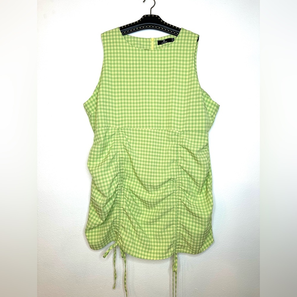 Heartbreak Women’s Gingham Dress 5XL Rouched Tie Front Retro Mod 1960’s